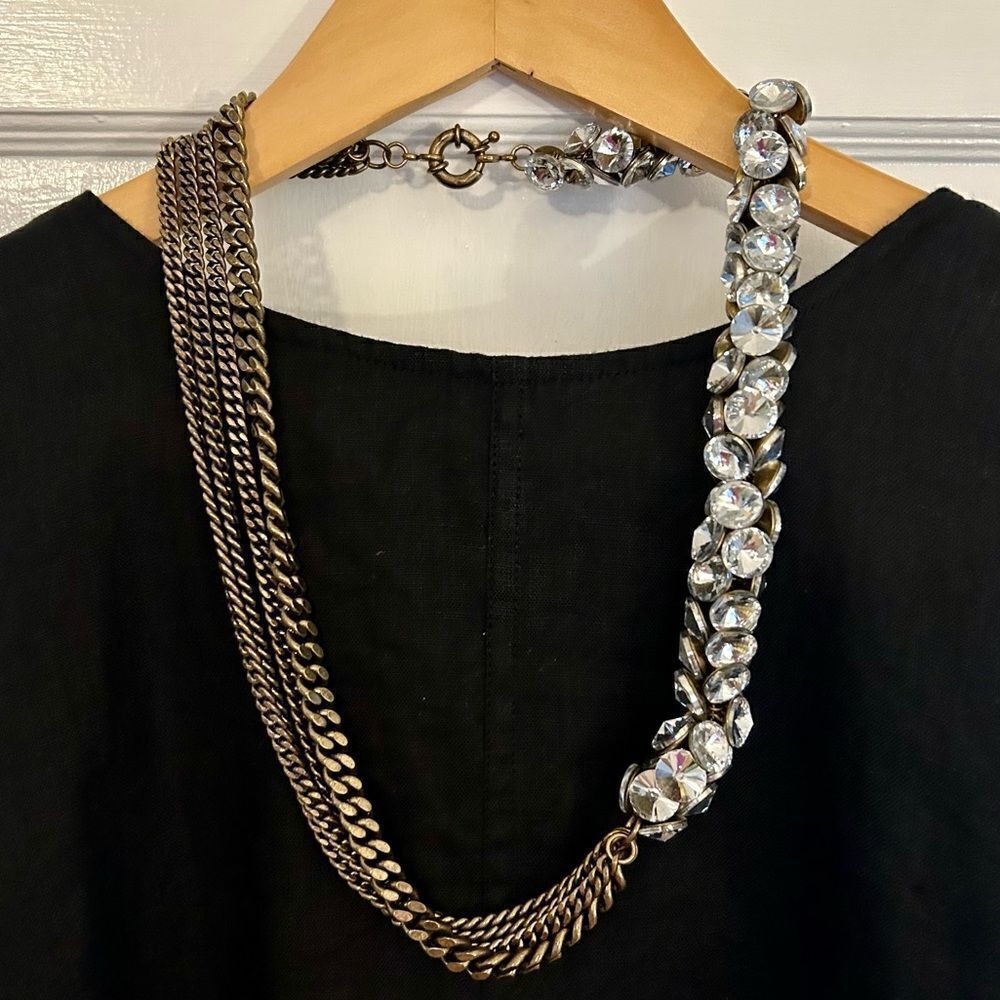 Madewell crystal, curb chain asymmetrical necklace. - Picture 2 of 10